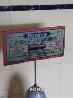 1900's Peter's. 22 Rotating Ammunition Bullet Store Display Antique Motion Sign