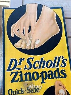 1925 Vintage Dr Scholls Large Foot Drug Store Window Display Sign 42x17