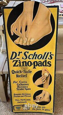 1925 Vintage Dr Scholls Large Foot Drug Store Window Display Sign 42x17