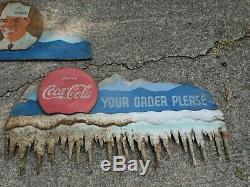 1930's Kay Display Coca Cola Sign wood medal ice sickle's store front oak ridge