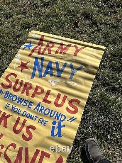 1930s Military Surplus Store Display Sign Banner union made Army Navy Denim