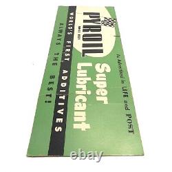 1940's 50's 60's PYROIL SUPER LUBE SIGN CARDBOARD STORE DISPLAY 13x5 GREEN OIL