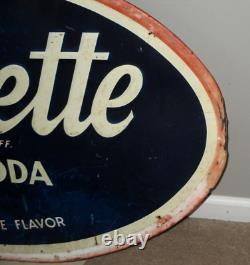 1940's-vintage Sign-grapette Soda Embossed Metal Store Display Oval-org 48