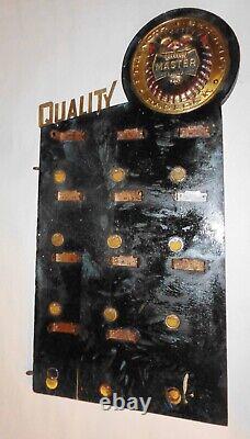 1940s Quality Master Lock Store Display Brass Lion Head Wood Advertising Sign