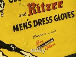 1940s Red Ryder Gloves Store Display Sign Original BB Gun Antique Old Gas Oil