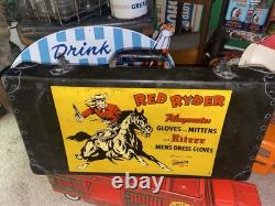 1940s Red Ryder Gloves Store Display Sign Original BB Gun Antique Old Gas Oil