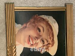 1949 Coca Cola Sign Cardboard 36x20 Store Display Frame Play Refreshed Fishing