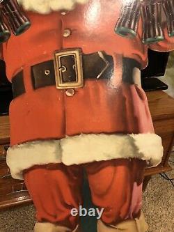 1950 Coca Cola Coke Christmas Santa Clause Cardboard Stand Up Store Sign Display