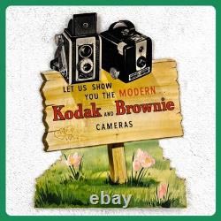 1950s Kodak Brownie Hawkeye Camera Vintage Advertising Sign 20 Cardboard Easel