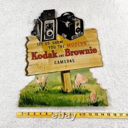 1950s Kodak Brownie Hawkeye Camera Vintage Advertising Sign 20 Cardboard Easel
