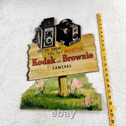 1950s Kodak Brownie Hawkeye Camera Vintage Advertising Sign 20 Cardboard Easel