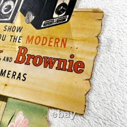 1950s Kodak Brownie Hawkeye Camera Vintage Advertising Sign 20 Cardboard Easel