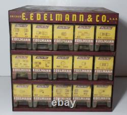 1950s Vintage E. Edelmann Advertising Parts Cabinet Store Display FULL CONTENTS