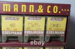 1950s Vintage E. Edelmann Advertising Parts Cabinet Store Display FULL CONTENTS