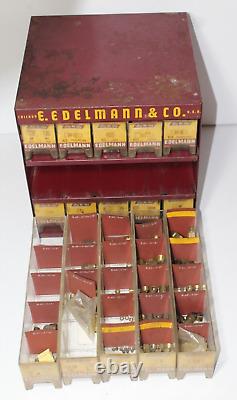 1950s Vintage E. Edelmann Advertising Parts Cabinet Store Display FULL CONTENTS