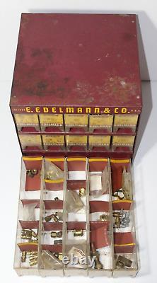 1950s Vintage E. Edelmann Advertising Parts Cabinet Store Display FULL CONTENTS