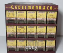 1950s Vintage E. Edelmann Advertising Parts Cabinet Store Display FULL CONTENTS