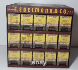 1950s Vintage E. Edelmann Advertising Parts Cabinet Store Display FULL CONTENTS