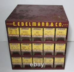 1950s Vintage E. Edelmann Advertising Parts Cabinet Store Display FULL CONTENTS