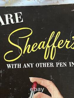 1952 Shaffer's Ink Pen Store Display Sign Counter Advertisment 14x10.5 VTG