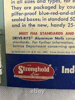 1960's Drive-Rite Aluminum Nail Hardware Store Nail Chart Display Sign
