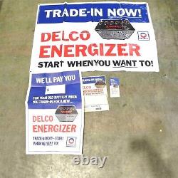 1960's GM DELCO BATTERY SIGN BANNER DISPLAY KIT UNHUNG NOS OPEN BOX VINTAGE KIT