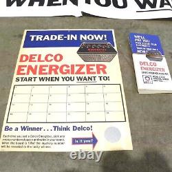 1960's GM DELCO BATTERY SIGN BANNER DISPLAY KIT UNHUNG NOS OPEN BOX VINTAGE KIT