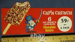 1960s CAP'N CRUNCH Ice Cream'N Cake Bars Store Display Sign, NOS, Vintage