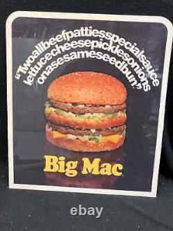 1974 Mcdonald's Big Mac Original Advertising Store Display Sign 11 X 12 1/2