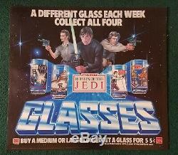 1983 Vintage Star Wars Burger King Glasses ROTJ Translite display sign Jedi