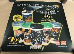 1992 McDonalds Batman Returns 32oz Collectors Cup Store Display Sign Poster Dc