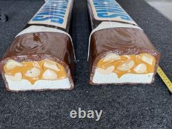 2 Lot Vintage Snickers Candy Bar 3D Plastic Wall Hanging Store Display RARE