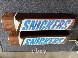 2 Lot Vintage Snickers Candy Bar 3D Plastic Wall Hanging Store Display RARE
