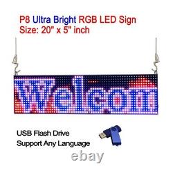 20x 5 P8 Full Color Semi Outdoor LED Sign Programmable Scrolling Message Board