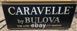 25 X 10.5 VINTAGE Lighted Wall Store Sign Caravelle By BULOVA Display