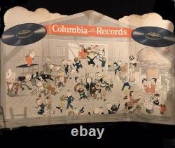 29 Tall Antique Vtg 1926 Columbia Records Store Counter Trifold Display Sign