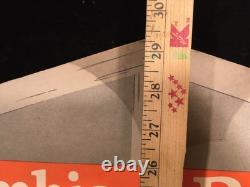 29 Tall Antique Vtg 1926 Columbia Records Store Counter Trifold Display Sign