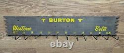 30 x 5.25 Vntg BURTON WESTERN BELTS Wall Mount Wood Apparel Shop Store Display