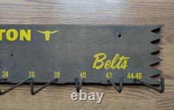 30 x 5.25 Vntg BURTON WESTERN BELTS Wall Mount Wood Apparel Shop Store Display
