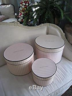 3victoria Secret Lg, M, S, Pink Striped Hat Boxes