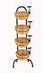 4 Tier Basket Stand, Sign Clips, Wicker Grocery Store Rack Display 15603