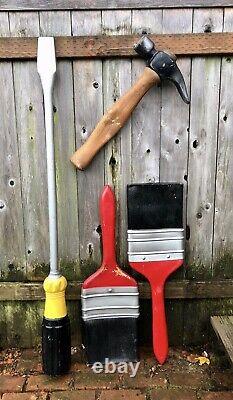 4 Vintage Hardware Store Giant Tool Signs, Screwdiver 6ft, Paintbrushes, Hammer
