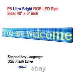 40x 5 P8 Full Color Semi Outdoor LED Sign Programmable Scrolling Message Board