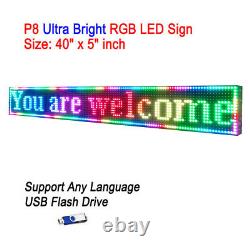 40x 5 P8 Full Color Semi Outdoor LED Sign Programmable Scrolling Message Board