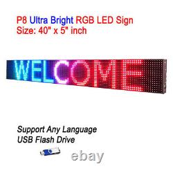 40x 5 P8 Full Color Semi Outdoor LED Sign Programmable Scrolling Message Board