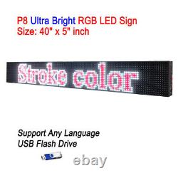 40x 5 P8 Full Color Semi Outdoor LED Sign Programmable Scrolling Message Board