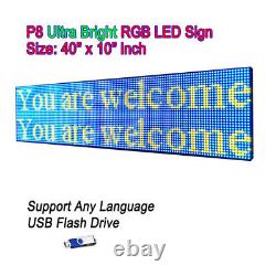 40x10 P8 Full Color Semi Outdoor LED Sign Programmable Scrolling Message Board
