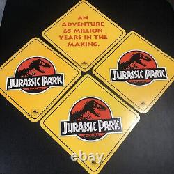 4x Vtg 1993 Jurassic Park Movie Hanging Display Signs Blockbuster Video RARE Set