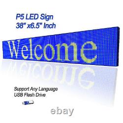 5000Nits P5 38x 6.5 Full Color LED Sign Programmable Scrolling Message Display