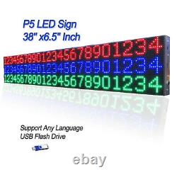 5000Nits P5 38x 6.5 Full Color LED Sign Programmable Scrolling Message Display